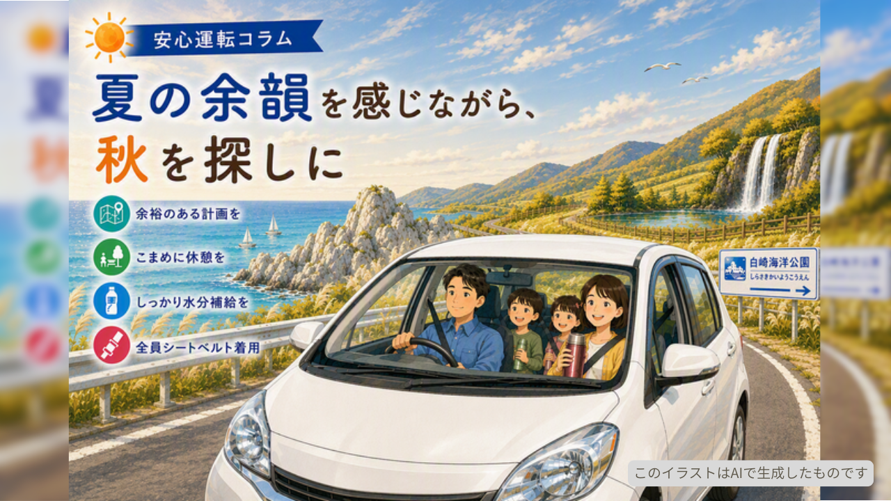 安心運転アドバイザーが選ぶ！<p>晩夏から初秋におすすめのドライブスポット5選</p>